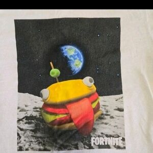 Abercrombie Kids Fortnite Durrr Burger Moon T-Shirt White Sz 9/10